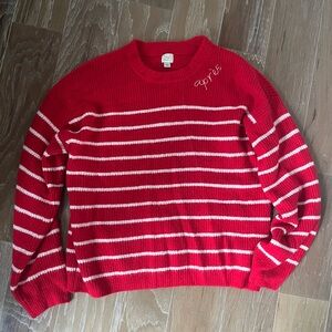 a new day Vibrant Red and White Striped Sweater